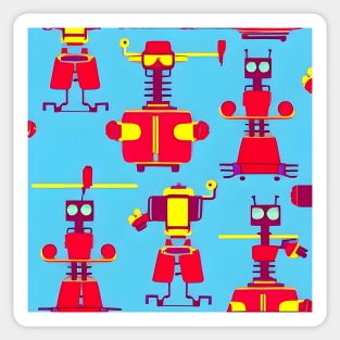 Robots on blue background Sticker